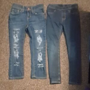 Old Navy Distressed Adjustable Wasit Jeans and Classic Blue Denim Jeggings